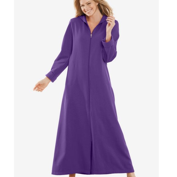 New Dreams Co Hooded Zip Sweatshirt Robe Woman Within 2X 26/28 3X loungewear - Picture 1 of 4